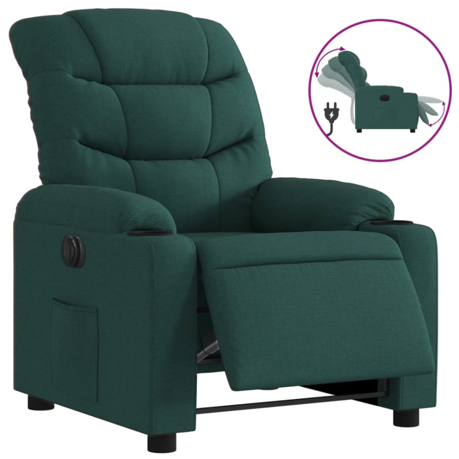Sillón reclinable eléctrico tela verde