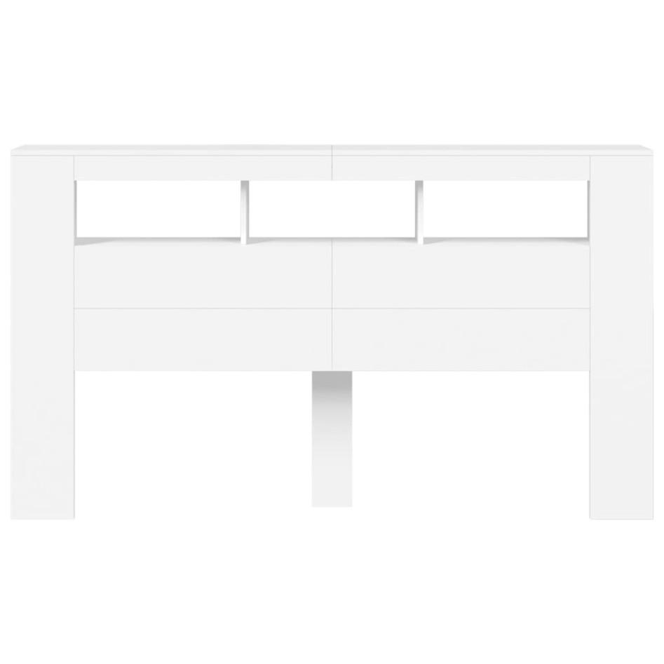 Cabecero con LED madera de ingeniería blanco 180x18,5x103,5