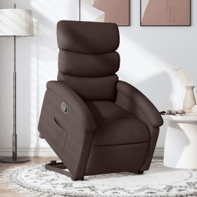 Sillón reclinable elevable tela marrón