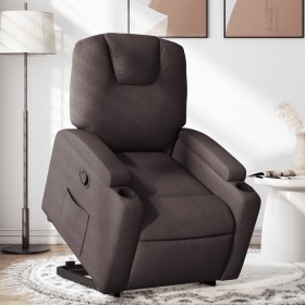 Sillón reclinable elevable tela marrón