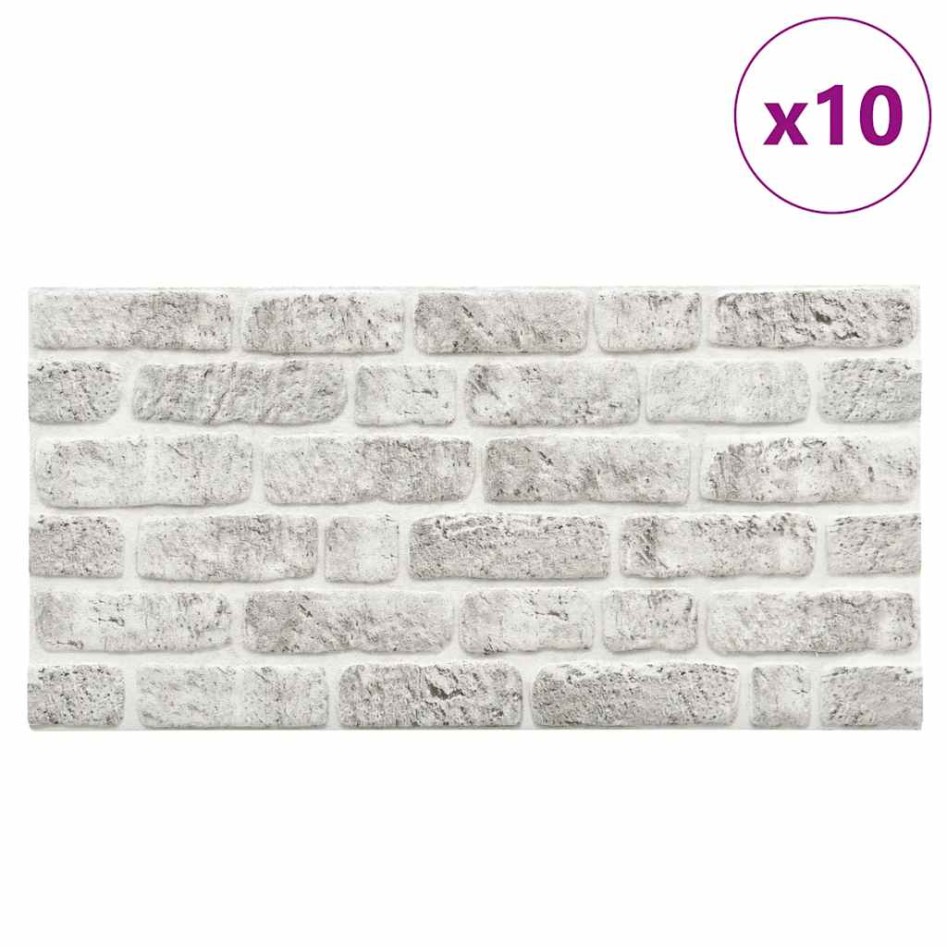 Paneles de pared 3D diseño de ladrillo 10 uds EPS gris