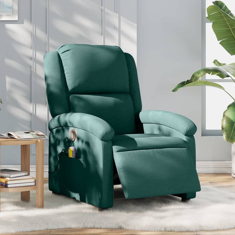 Sillón reclinable de masaje eléctrico tela verde