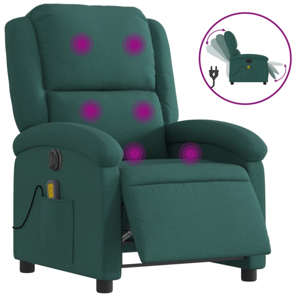Sillón reclinable de masaje eléctrico tela verde