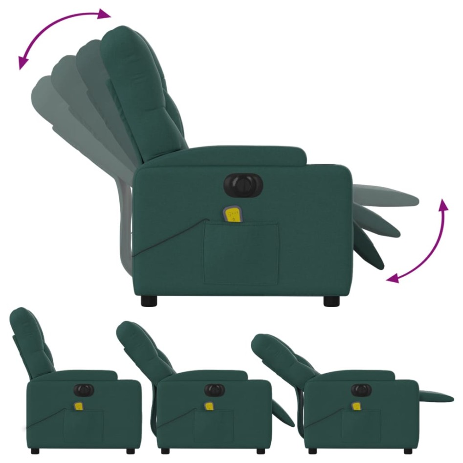Sillón reclinable de masaje eléctrico tela verde