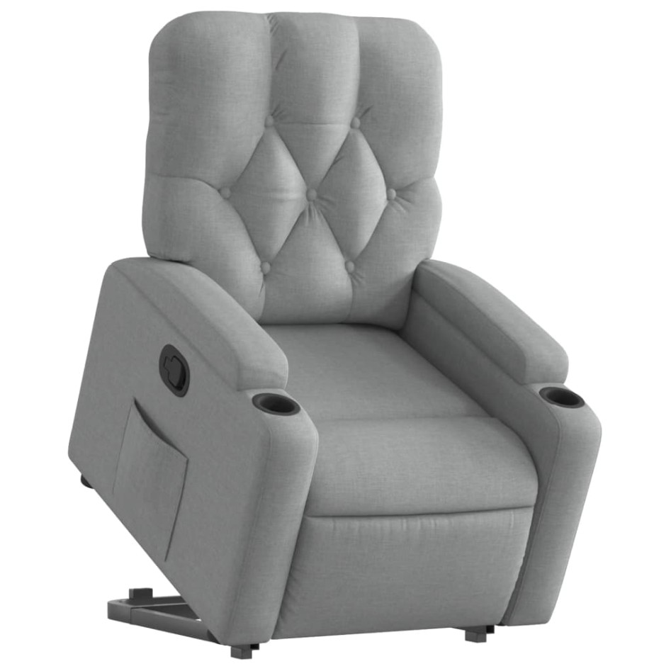 Sillón reclinable elevable de tela gris