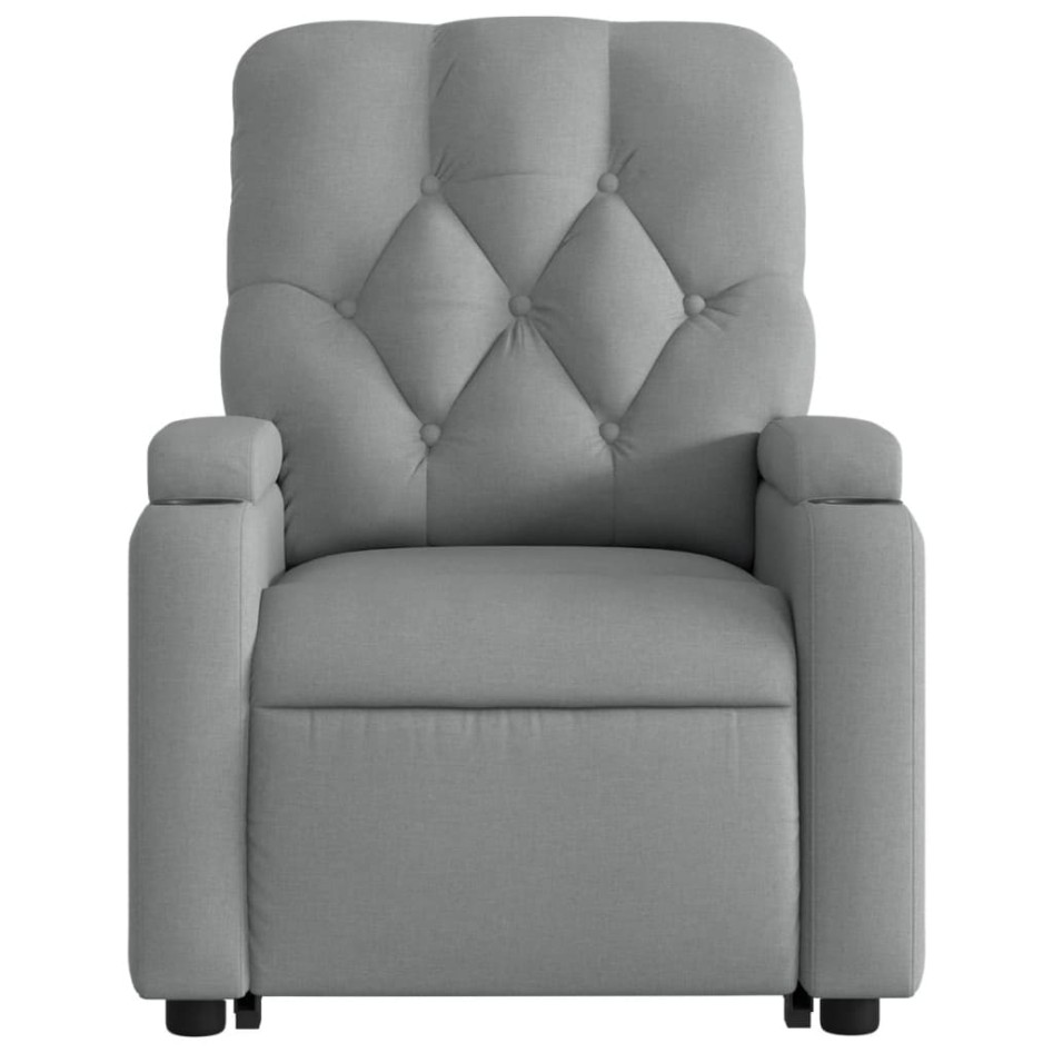Sillón reclinable elevable de tela gris