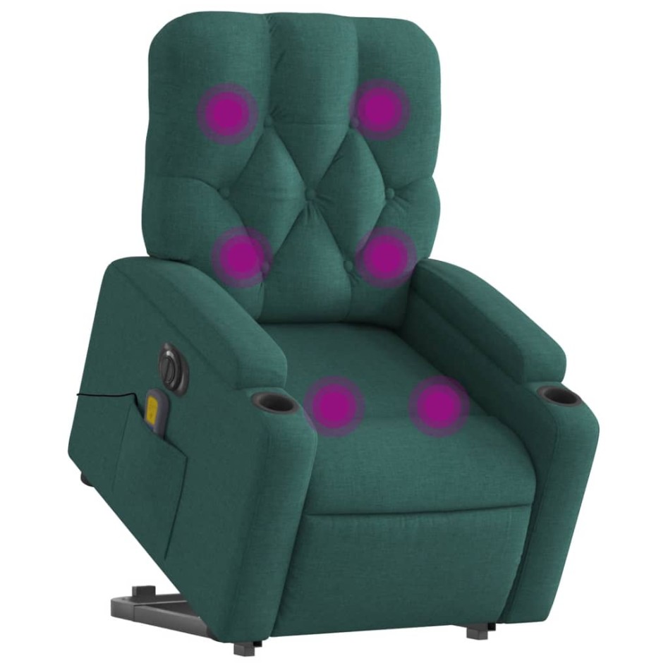 Sillón masaje eléctrico reclinable elevable tela verde