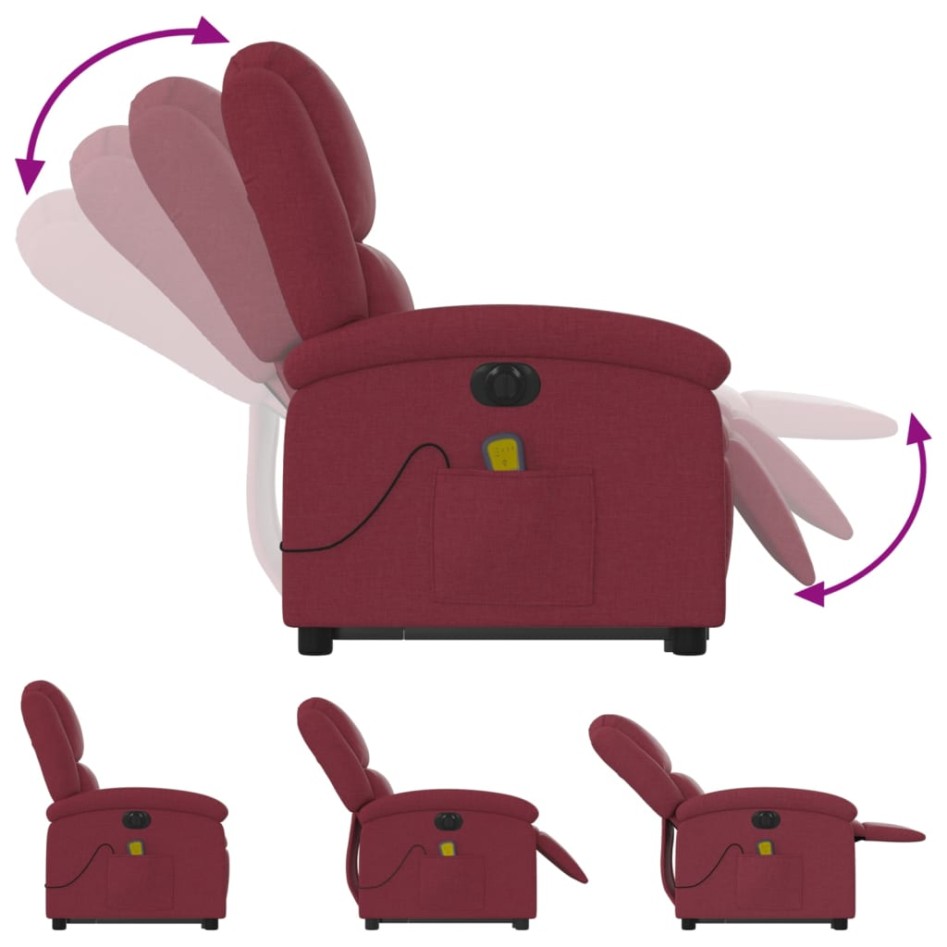 Sillón de masaje elevable eléctrico tela rojo