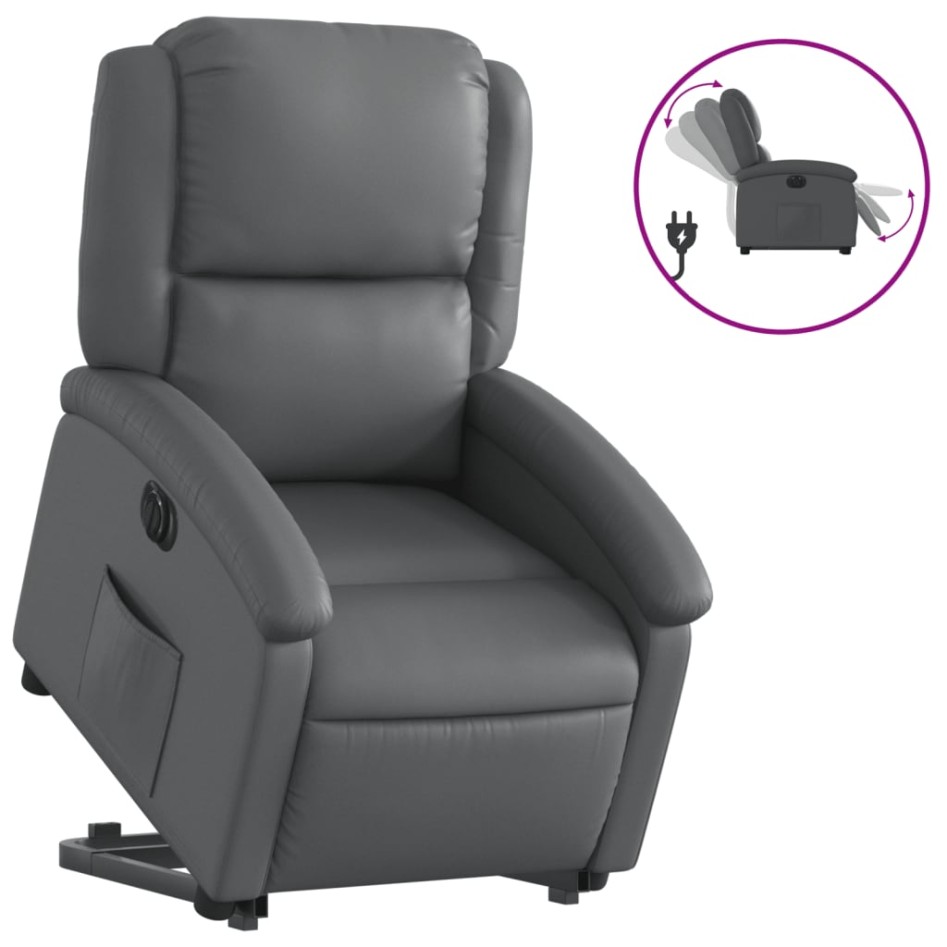 Sillón reclinable elevable eléctrico de cuero sintético