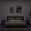 Mesitas de noche con luces LED 2 uds marrón roble 40x39x48,5cm