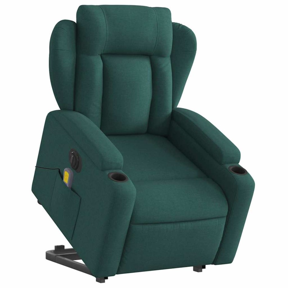 Sillón masaje eléctrico reclinable elevable tela verde