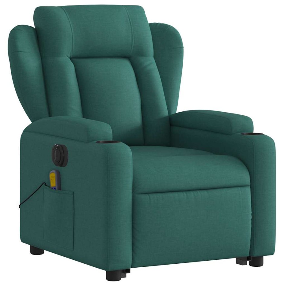 Sillón masaje eléctrico reclinable elevable tela verde