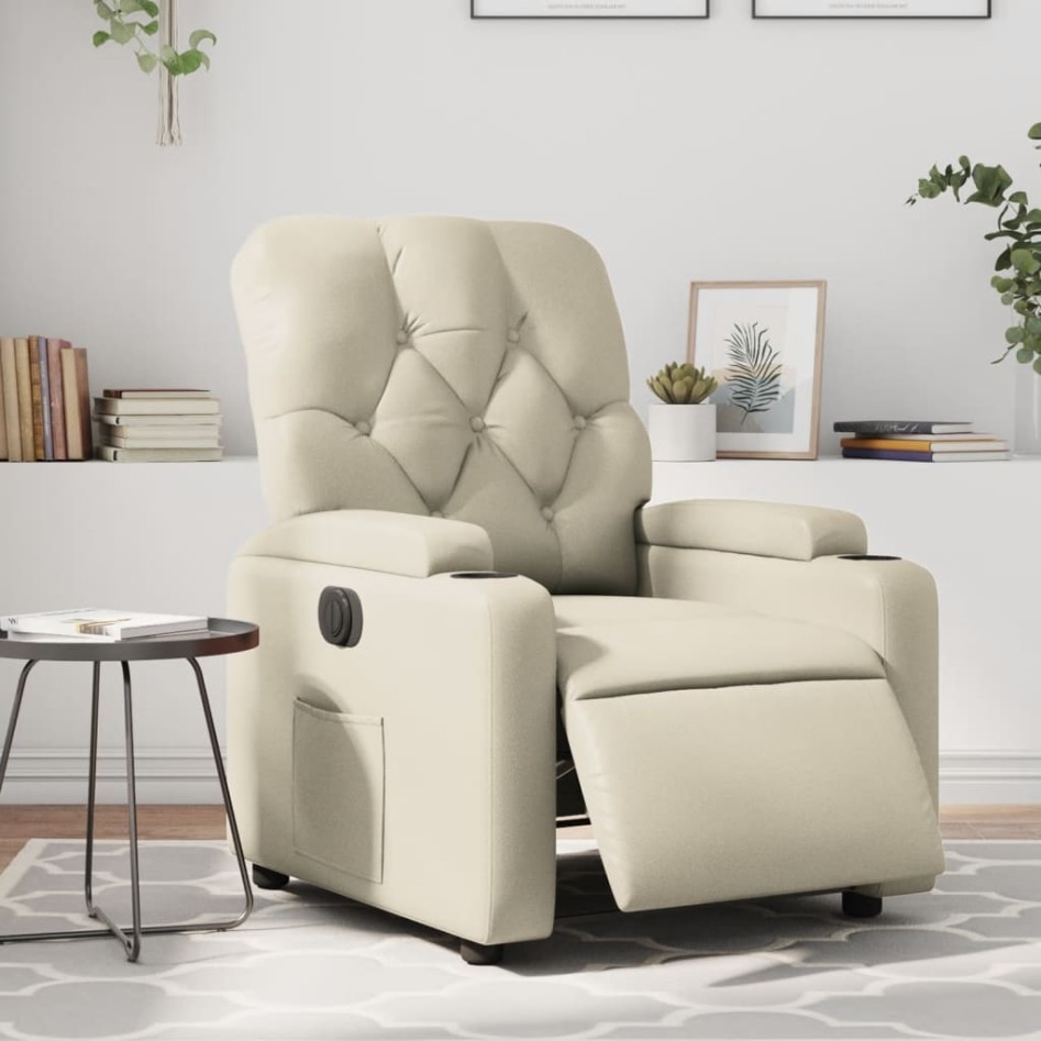 Sillón reclinable eléctrico de cuero sintético