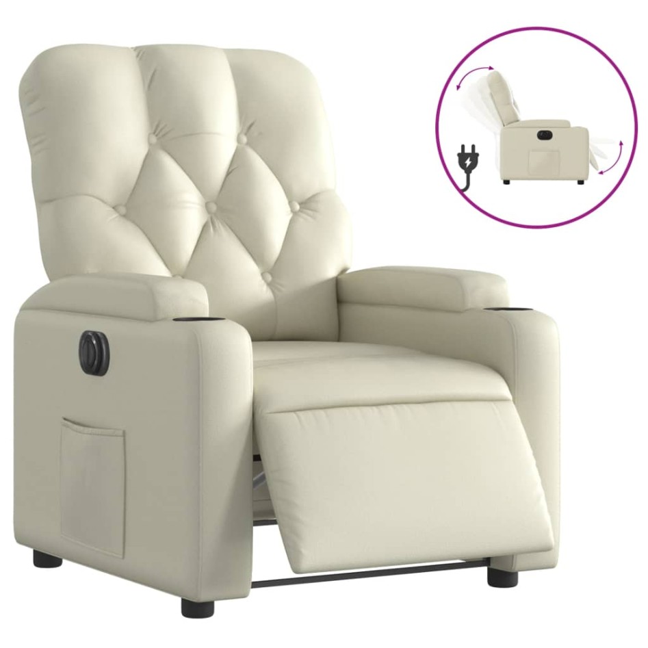 Sillón reclinable eléctrico de cuero sintético