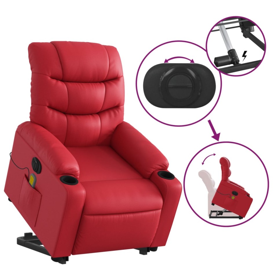Sillón de majaje elevable eléctrico cuero artificial