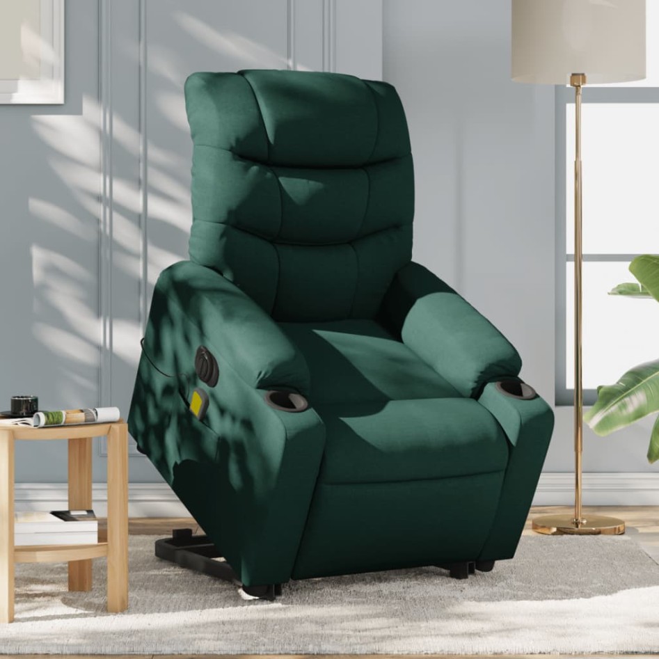 Sillón masaje eléctrico reclinable elevable tela verde