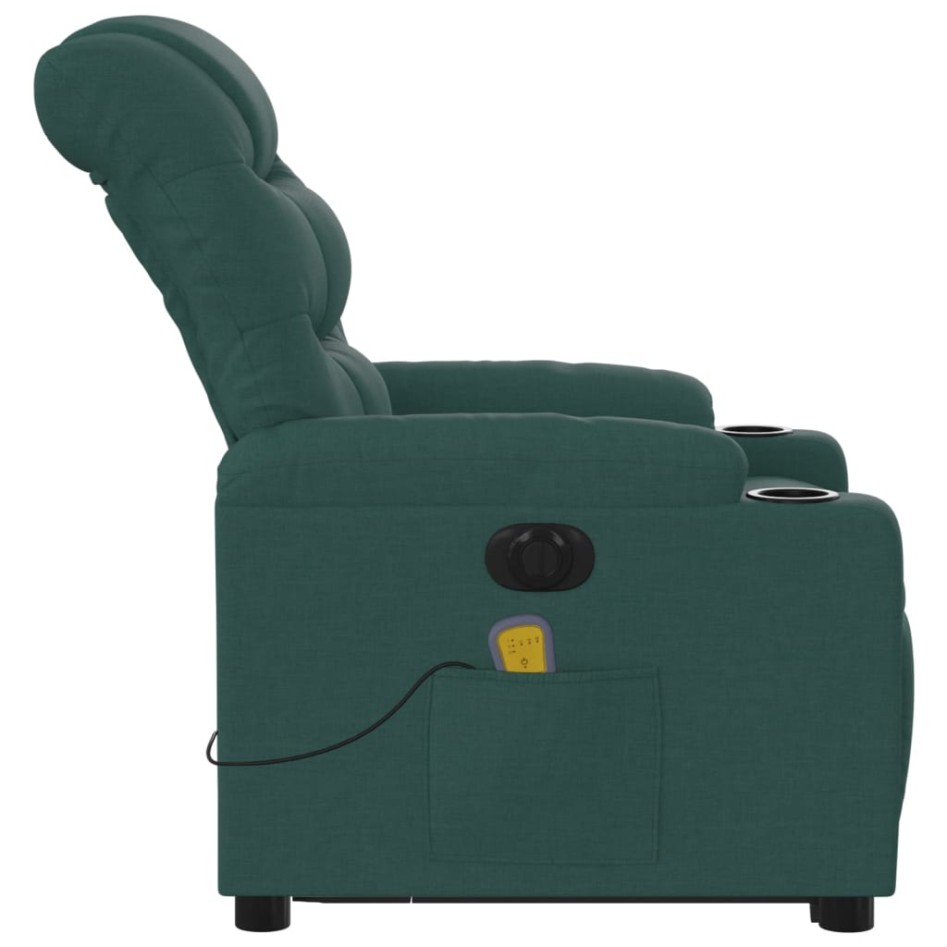 Sillón masaje eléctrico reclinable elevable tela verde