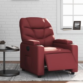 Sillón reclinable eléctrico de cuero sintético rojo