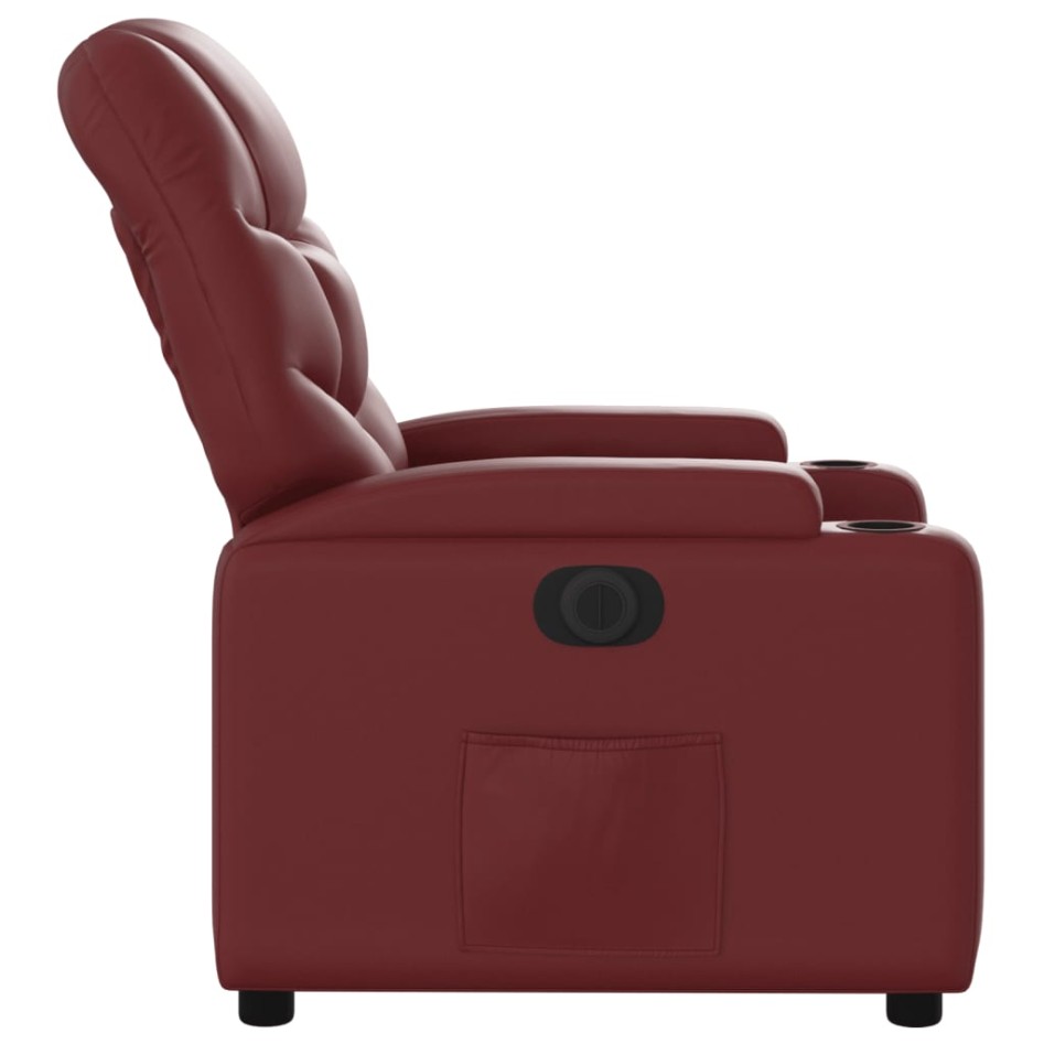 Sillón reclinable eléctrico de cuero sintético rojo