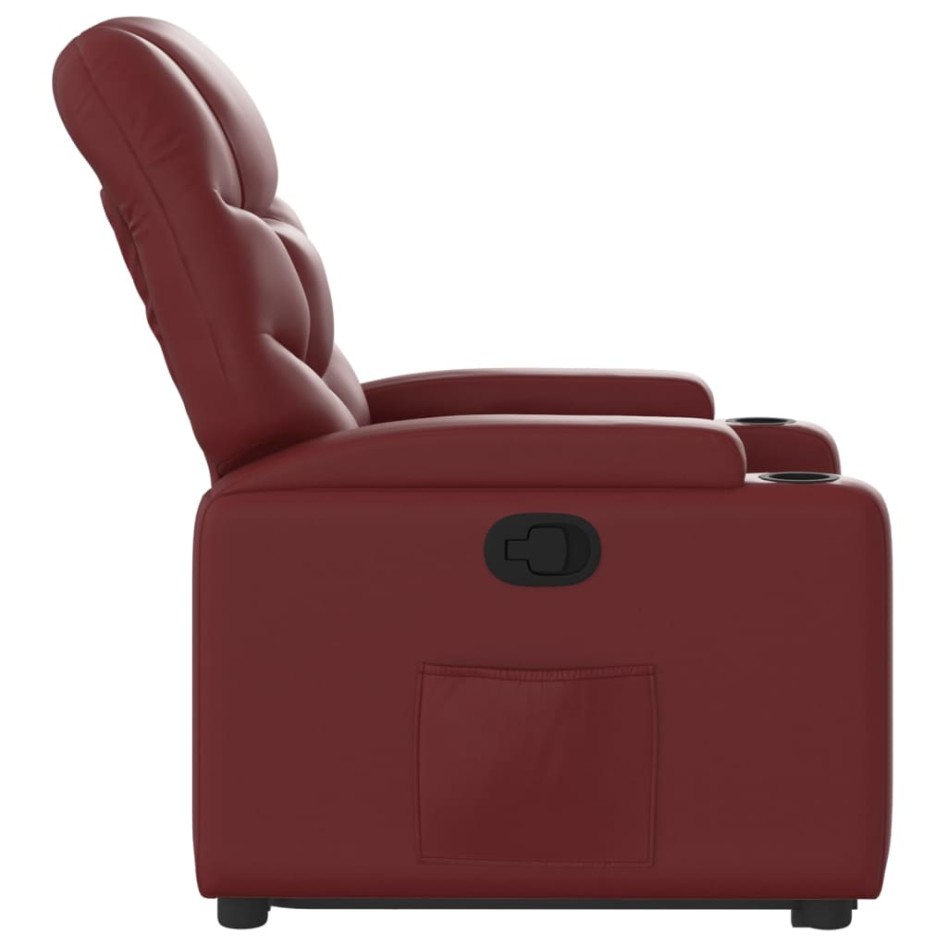 Sillón reclinable elevable cuero artificial rojo