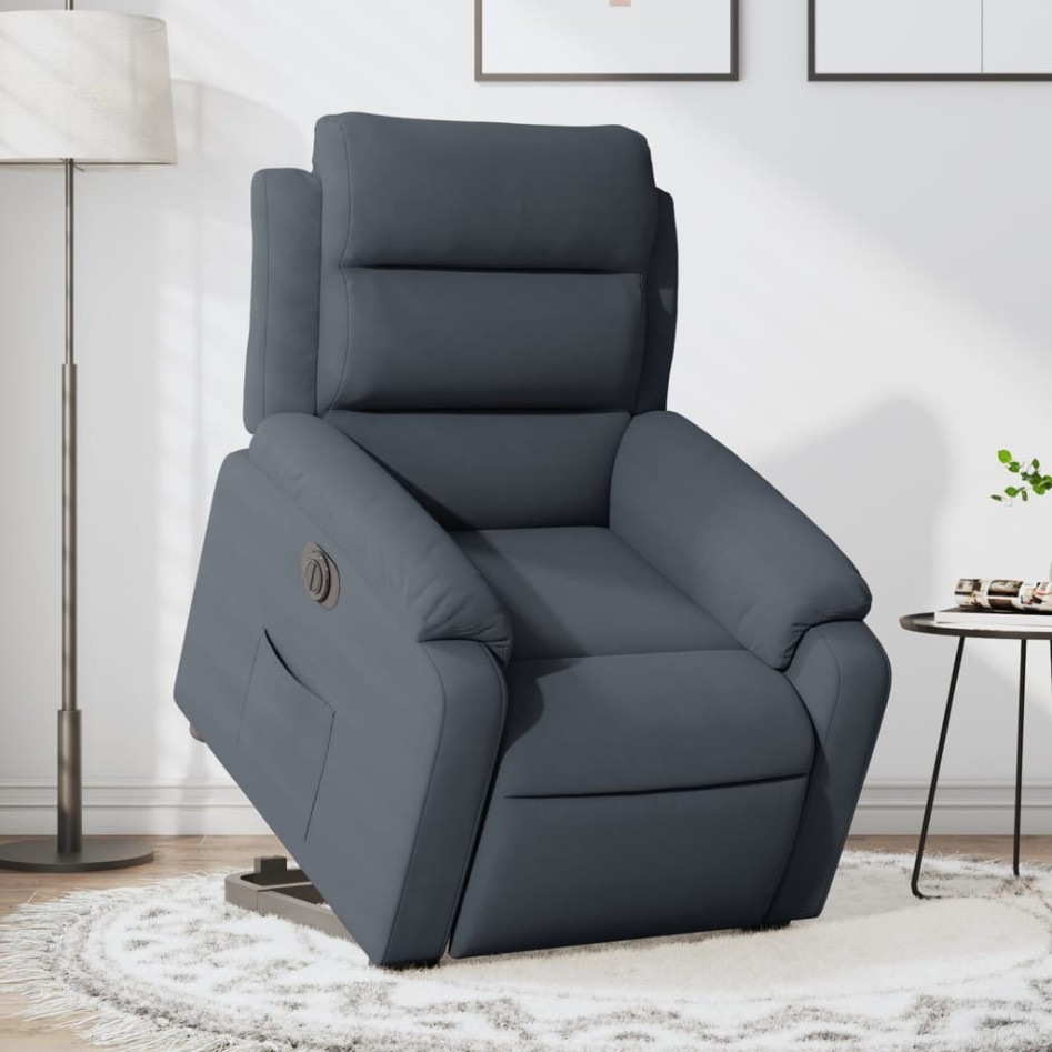 Sillón eléctrico reclinable elevable de terciopelo gris