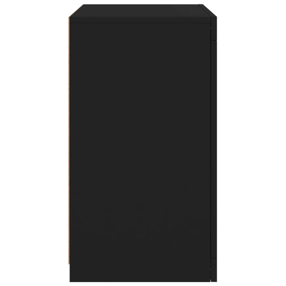 Mesitas de noche con luces LED 2 uds madera ingeniería