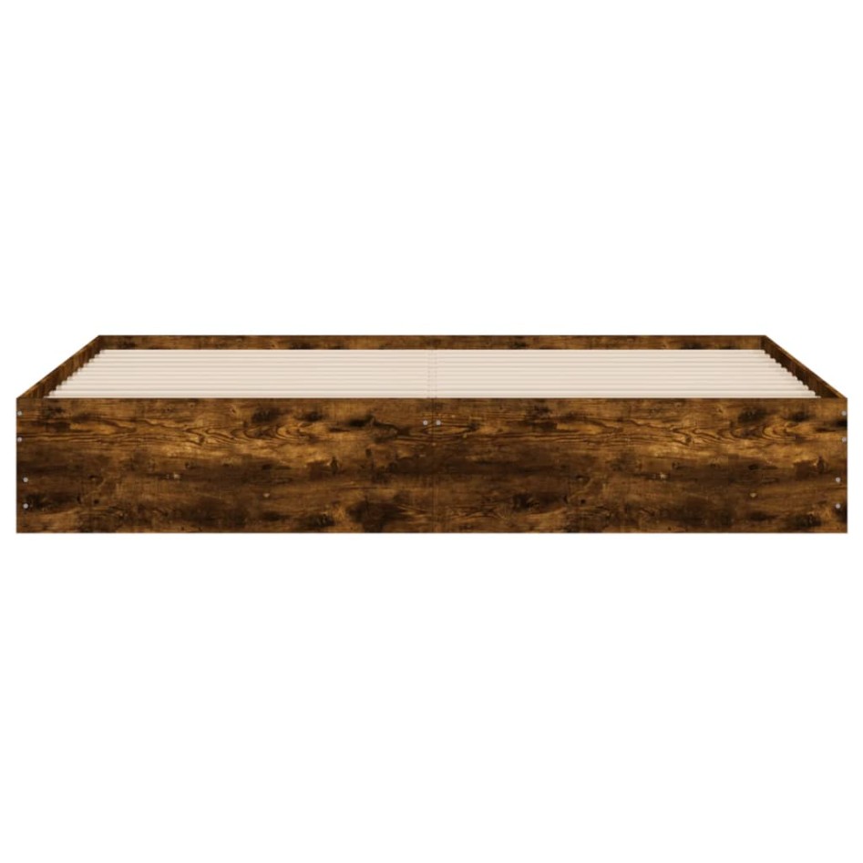 Cama con cajones madera de ingeniería roble ahumado 200x200