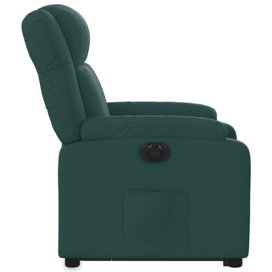 Sillón eléctrico reclinable elevable de tela verde