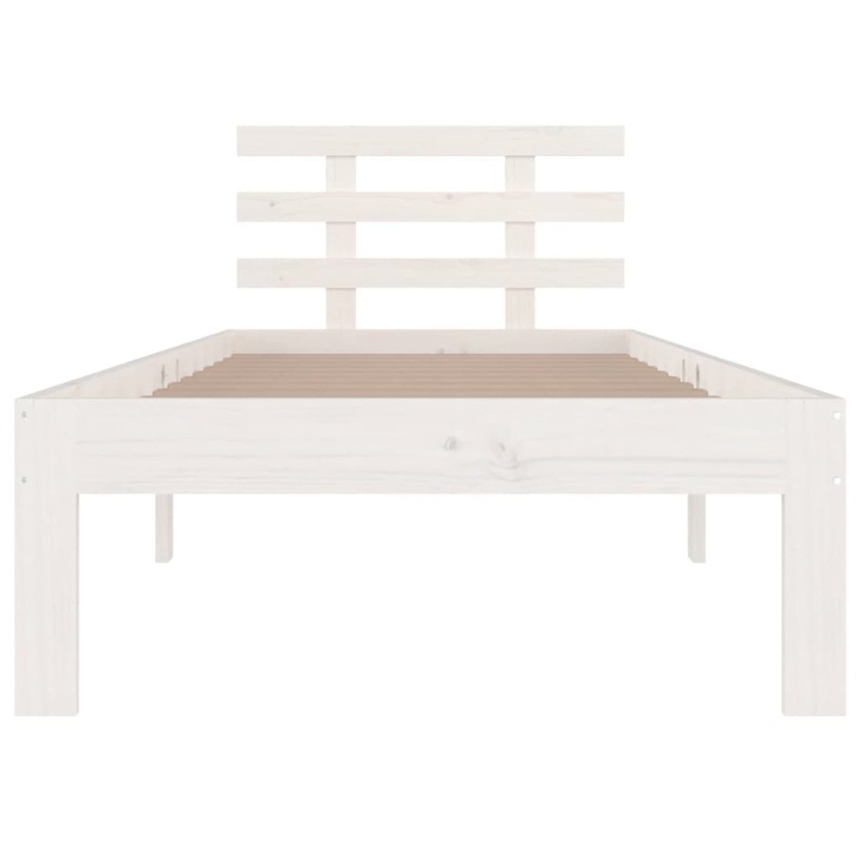 Estructura de cama madera maciza blanca 100x200