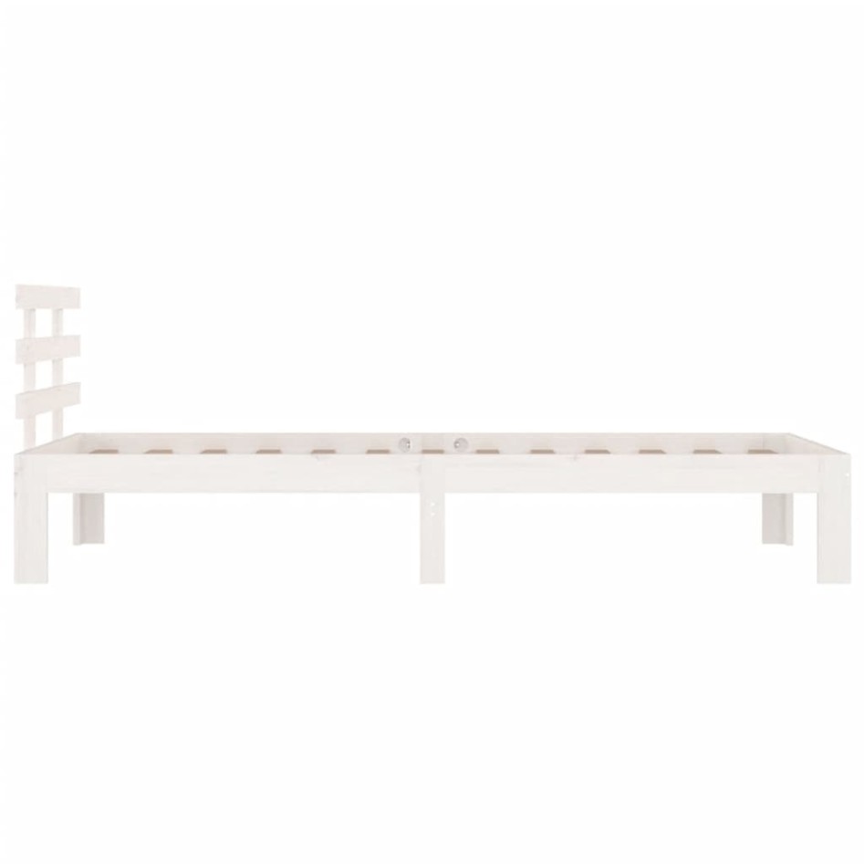 Estructura de cama madera maciza blanca 100x200