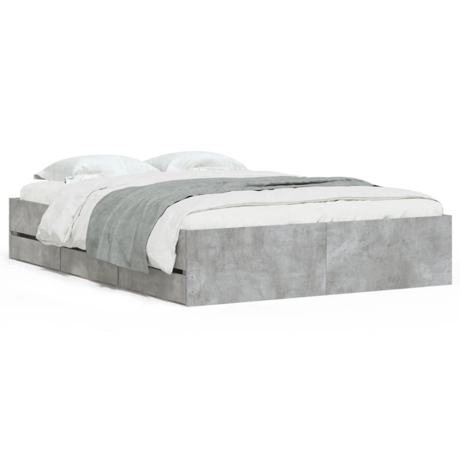 Cama con cajones madera de ingeniería gris hormigón 120x190
