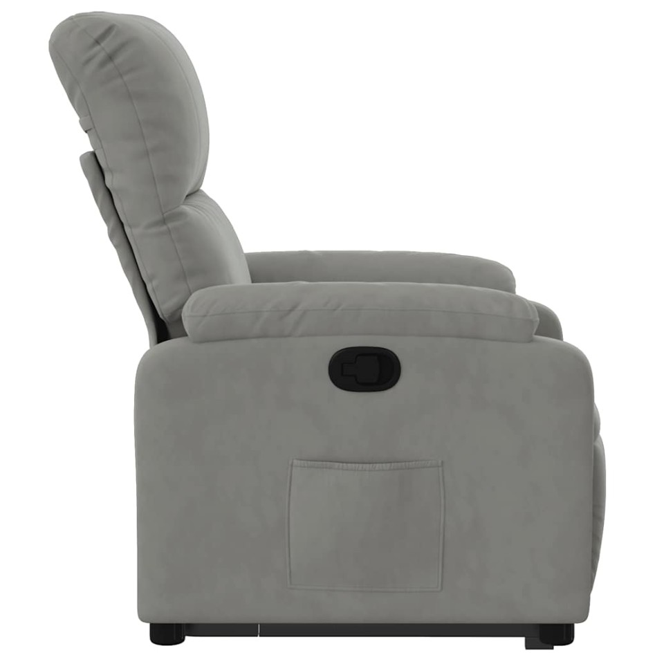Sillón reclinable elevable tela de microfibra gris