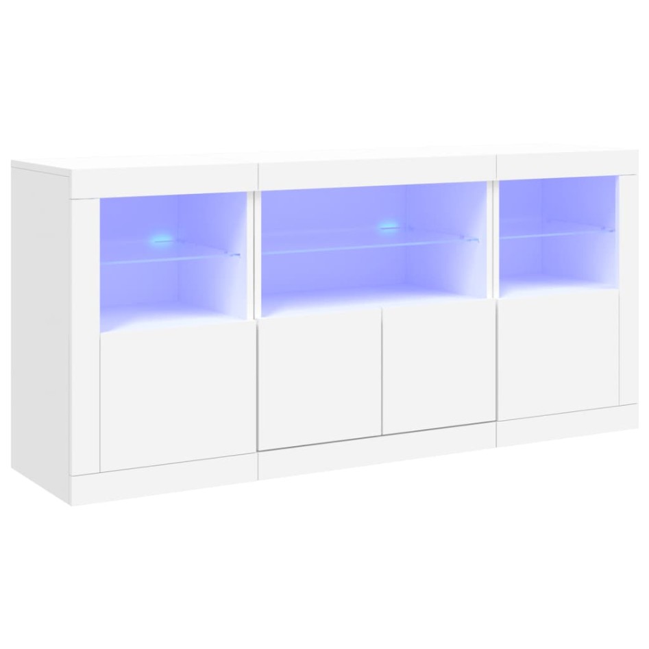 Aparador con luces LED blanco 142,5x37x67