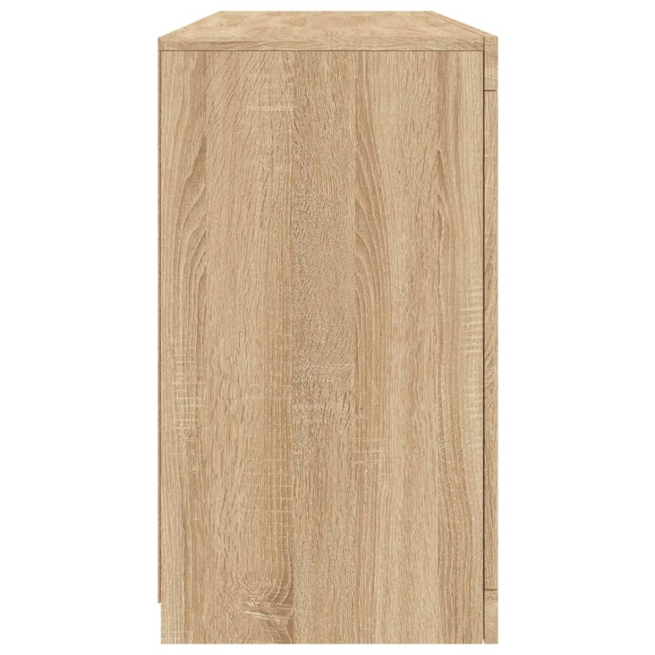 Aparador con luces LED roble Sonoma 142,5x37x67