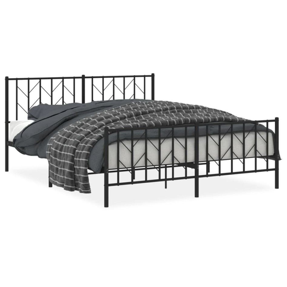 Estructura cama sin colchón con estribo metal negro 160x200
