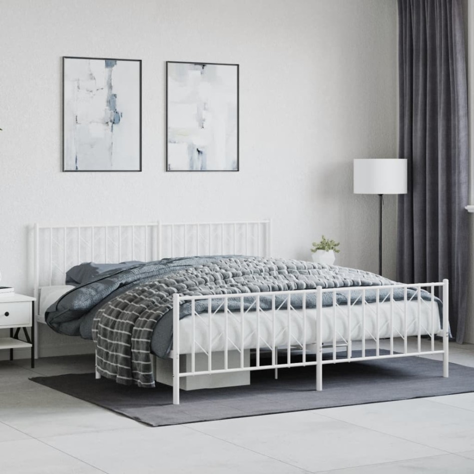 Estructura cama sin colchón con estribo metal blanco 183x213