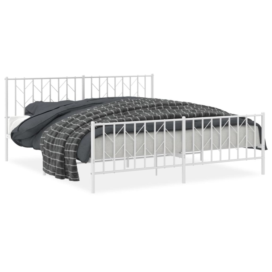 Estructura cama sin colchón con estribo metal blanco 183x213