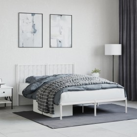 Estructura cama sin colchón con cabecero metal blanco