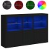 Aparador con luces LED negro 162x37x100