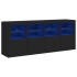 Aparador con luces LED negro 163x37x67