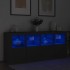 Aparador con luces LED negro 163x37x67