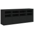 Aparador con luces LED negro 163x37x67