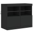 Aparador con luces LED negro 163x37x67