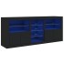 Aparador con luces LED negro 162x37x67