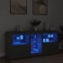 Aparador con luces LED negro 162x37x67