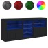 Aparador con luces LED negro 162x37x67