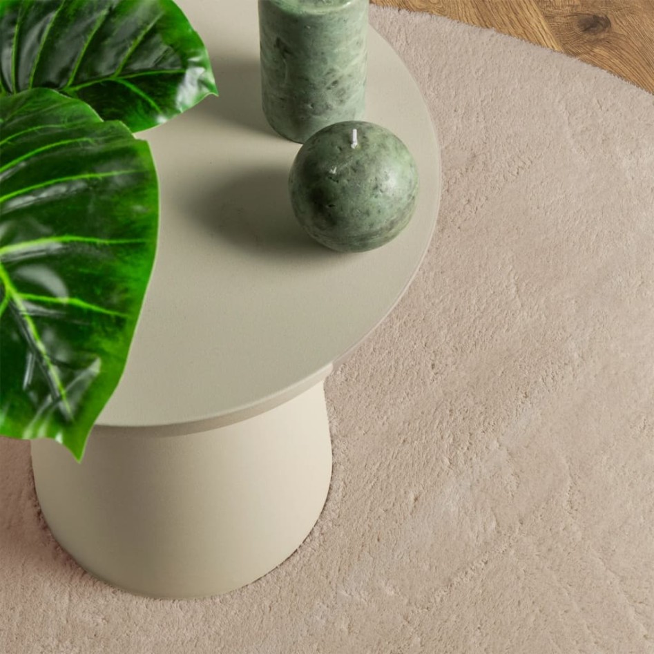 Alfombra de pelo corto suave lavable HUARTE arena Ø 200