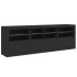 Aparador con luces LED negro 202x37x67
