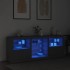 Aparador con luces LED negro 181,5x37x67