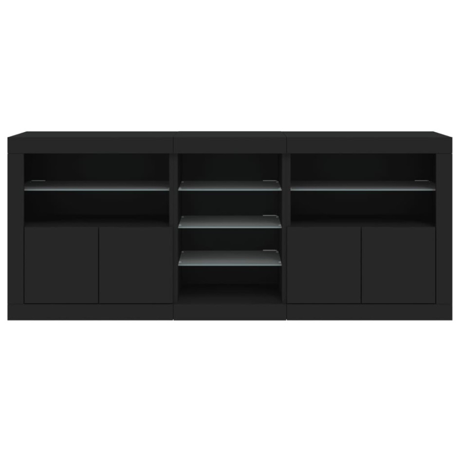 Aparador con luces LED negro 181,5x37x67